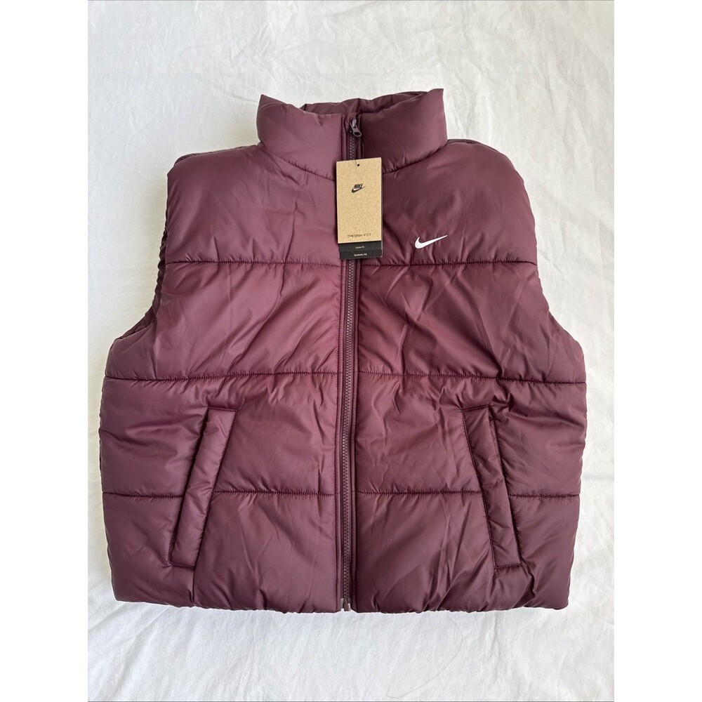 Nike Therma-FIT Classic Puffer Vest Womens S Burgundy FZ5922-652 NWT